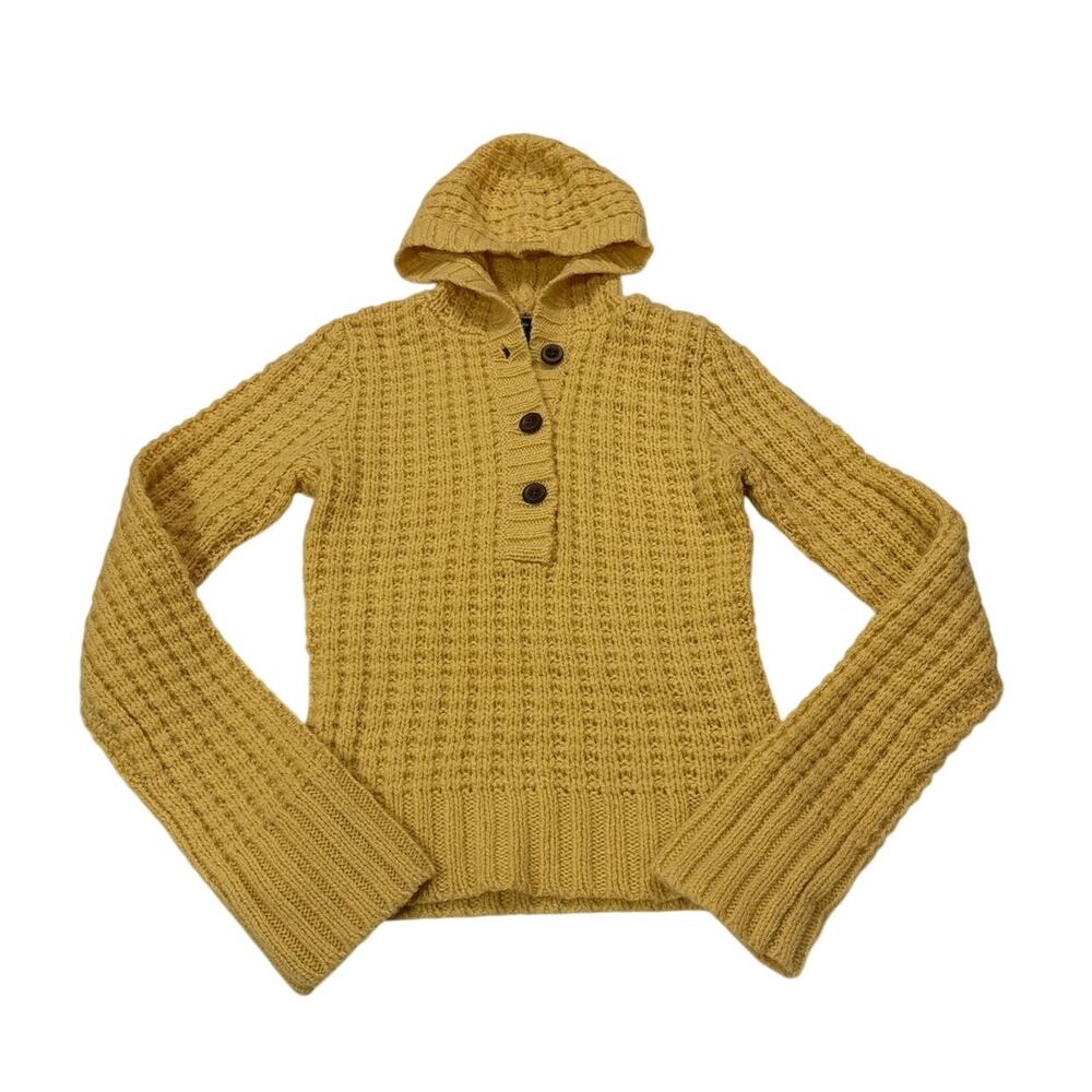 Vintage Abercrombie & Fitch Knit Wool Sweater Hoodie Womens Medium Y2k Grunge